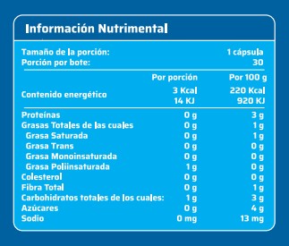 Lipo Advance Tabla nutrimental, producto para bajar de peso. Con 30 capsulas. Beneficios: Reduce la grasa abdominal. Acelera el metabolismo. Tonifica el cuerpo. Supresor del apetito.  