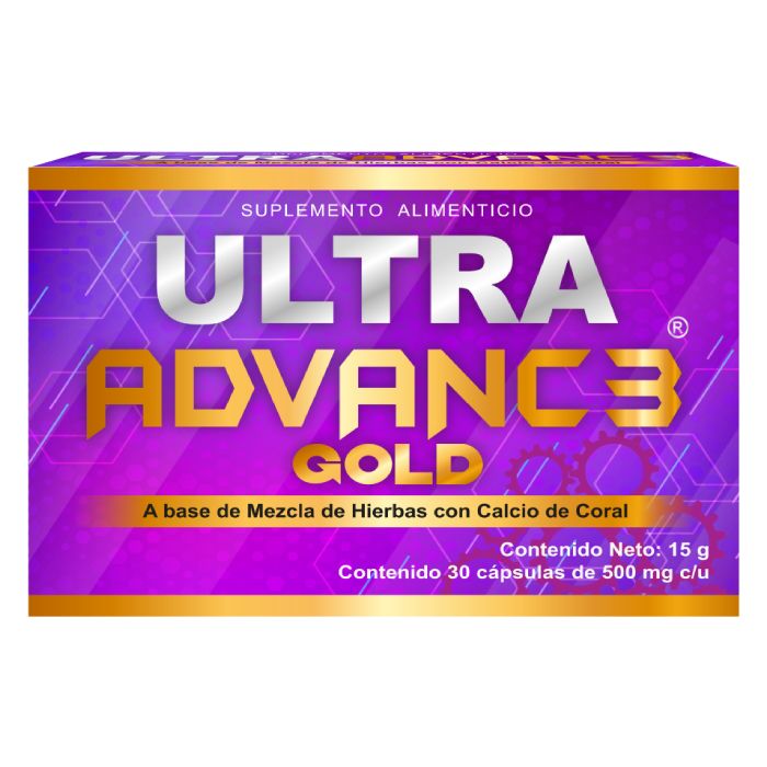 Caja de Ultra advance, ultra advanc3 gold, la morada, con 30 cápsulas. para dolores. Eg natural, energreen. Dolores de espalda, gota, musculares, articulares y huesos.